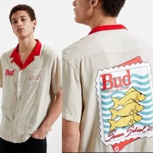 Oliver Logan by UO Budweiser Short Sleeve Button Up Shirt- NEVER WORN